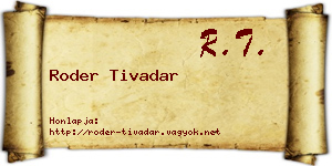 Roder Tivadar névjegykártya